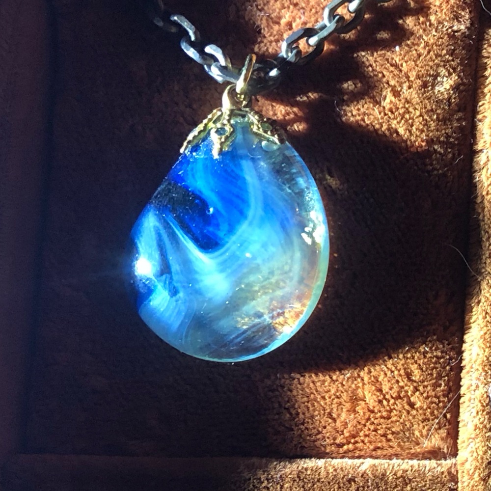 Quartz Pendant Necklace on Antique Chain